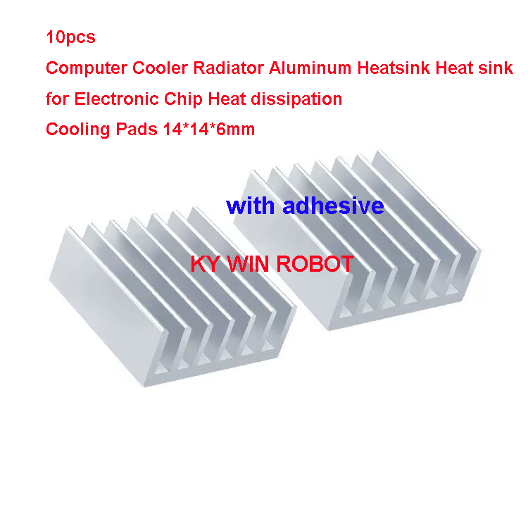 Heatsink - ฮีทซิงค์อะลูมิเนียมขนาดเล็กแบบมีกาว 10 ชิ้น ขนาด 14x14x6 มม.
