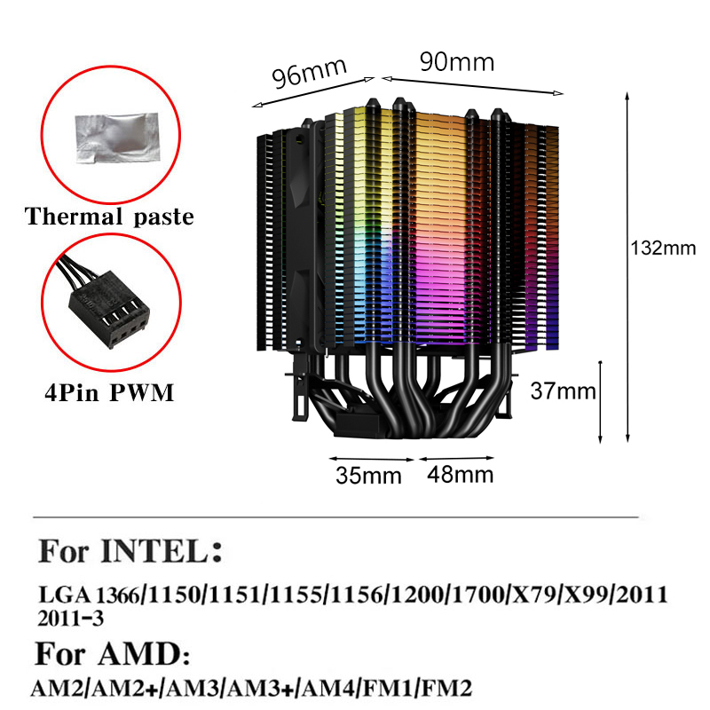 พัดลมระบายความร้อนซีพียู RGB แ - Air Cooler Cpu บทวิจารณ์และราคา